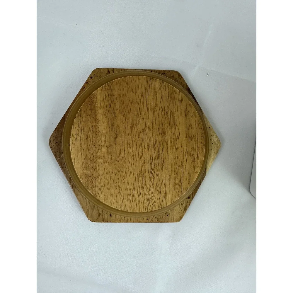 TEAVANA White Hexagon Porcelain Tea Kitchen Storage Canister 6 oz Wooden Lid